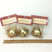 Vtg 3 Just For Keeps Gold Metal Christmas Holiday Bells with Star Shapes... - $14.95