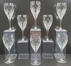 (8) Mikasa Agena Wine Glasses Set Elegant Clear Vertical Swirls Bar Stemware Lot - £217.88 GBP