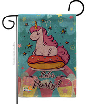 Unicorn Party Burlap - Impressions Decorative Garden Flag G192170-DB - £18.35 GBP