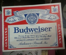 Budweiser Beer large window advertising Decal Sticker 18 1/8 x 14&quot; Peel - $18.69