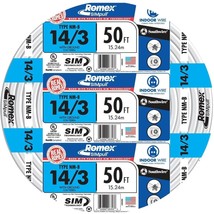 Southwire Romex Brand Simpull Solid Indoor 14/3 W/G NMB Cable 50ft coil - SW# 63 - £61.37 GBP