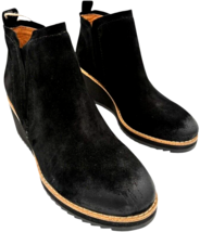Sofft women&#39;s Aqua Sofft Emeree Black Suede Ankle Chelsea Wedge Booties ... - $22.48