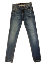 Flying Monkey Jeans Womens 24x28 Blue Skinny Distressed Stretch Dark Wash USA - $18.61