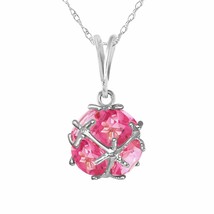 3.70 Carat 14K White Gold Pink Topaz Necklace Gemstone Limited Edition 14&quot; - 24&quot; - £311.79 GBP