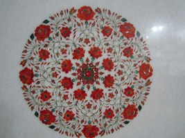 36&quot; White Marble Coffee Table Top Hakik Unique Mughal Art Christmas Decor Gifts - £1,460.07 GBP