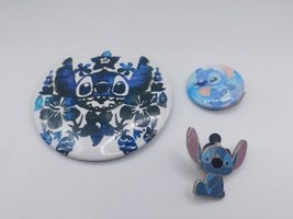 Disney Lilo and Stitch Accessory Lot - Pin Buttons &amp; Compact Mirror - GUC - £20.83 GBP