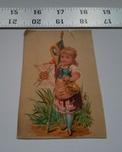 Home Treasure Trading Card Greeting Blonde Girl With Flag Belgique Stamp Antique - £7.58 GBP