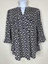 NWT Cocomo Womens Plus Size 2X Navy Circles Pocket V-neck Blouse 3/4 Sleeve - $28.35
