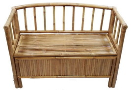 Bamboo Tiki Loveseat Storage Bench Patio Deck or Indoor  - £192.22 GBP