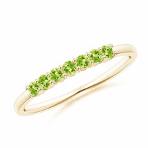 ANGARA Half Eternity Seven Stone Peridot Wedding Band in 14K Solid Gold - £405.82 GBP