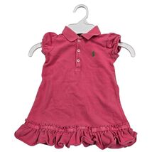 Ralph Lauren Baby Girls Pink Pique Polo Ruffle Hem Dress 12M Short Puff ... - $15.84