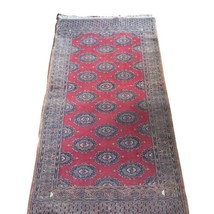 Vintage Geometric Oriental Rug Wool Hand-knotted Red Brown Carpet  69&quot;x37&quot; - $750.00