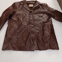 Vtg Sears The Leather Shop Men's Redish Brown Leather Jacket Sz 42 Reg Zip Liner image 12