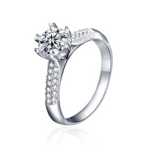 1Ct VVS1 Moissanite Round 14K White Gold Over Pave Setting Bridal Wedding Ring - £66.01 GBP