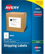 Avery Printable Shipping Labels 8.5&quot; x 11&quot;, White, 100 Blank Mailing Lab... - $36.53 CAD