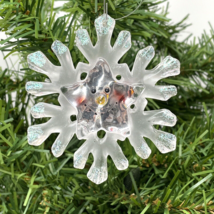 Snowflake Ornament with Snowman Happy Face Pointy Nose Christmas Holiday Tree - £7.87 GBP