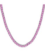 45.72 ct Lab Created Pink Sapphire 14K White Gold Plated 5MM Tennis Neck... - $158.20