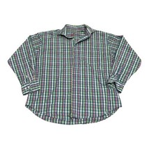 Bugatchi Uomo Men Shirt Large Size Pink Green Blue Plaid Long Sleeve But... - £33.09 GBP