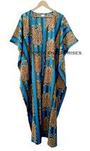 Indian Ethnic Animal Tibetan Tiger Print Blue Woman Sleepwear Cotton Max... - £24.26 GBP