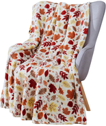 Fall Decor Throw Blanket: Soft Warm Autumn Leaves and Berries in Red Yel... - $611.31 MXN