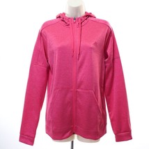 Adidas Women&#39;s Climawarm Hooded Track Jacket M Medium Pink Full Zip Hoodie EUC - £13.38 GBP
