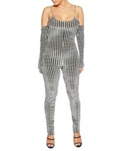 Naked Wardrobe Womens Long Sleeve Cold Shoulder Jumpsuit, Houndstooth,X-... - £76.03 GBP