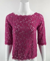 Weston Wear Anthropologie Lace Top Size XS Magenta Pink 3/4 Sleeve Shirt Womens - £19.75 GBP