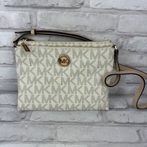 MICHAEL KORS Logo Signature Crossbody Bag Purse Ivory New Without Tags - £51.06 GBP