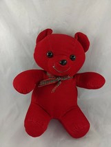 Milaca Mills Red Corduroy Bear Plush 11 Inch 1989 Stuffed Animal Toy - $17.95