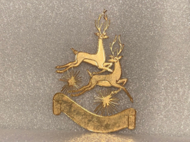 Vintage Goldtone Metal Christmas Ornament 2 Reindeer 1977 *used i1 - $283.25 MXN