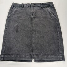 One 5 One Goddess Fit Women's Black Cotton Blend Rear Slit Denim Skirt Size L image 13