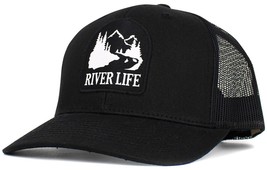 &quot;River Life Solid Black Mesh Back Trucker Hat  - Perfect for River Enthu... - £14.87 GBP