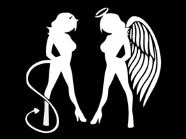 Sexy Demon And Angel Girl Vinyl Decal Car Window Wall Sticker Choose Size Color - $2.77+