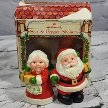 Vintage Hallmark Christmas Salt And Pepper Shakers Santa Mrs Claus W/ Box  - $14.84