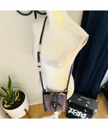 REBECCA MINKOFF Megan Mini Feed Crossbody Leather Bag, Dark Brown/Purple... - £72.81 GBP