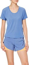 Nike Womens Breathe Miler Running Top Size Large Color Blue - £37.93 GBP
