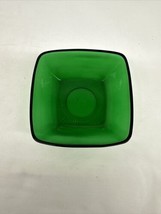 Anchor Hocking Vintage  FOREST GREEN Glass 4.75&quot;  Square Bowl - £7.71 GBP