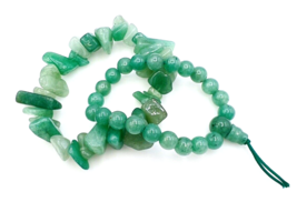 Set Of Two Beaded Green Jade Stretch Bracelets - $49.50