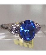 Made With Swarovski Crystal / Catalina Iolite Sterling Silver Ring SZ 7 - $18.50