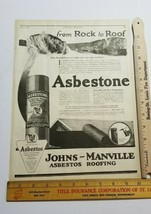 Vtg 1919 Advertisement ABESTONE ROOFING Johns-Manville LESLIE&#39;S WEEKLY B4 - £6.72 GBP