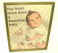Vtg Photo Frame With Collage Art You Must Have Been A Beautiful Baby Shabby - $14.84
