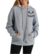 Pumpkin Face Graphic Drawstring Hoodie with Pocket - £37.35 GBP