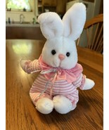 Russ Bumpkins White Bunny Rabbit Pink Stripe Plush Stuffed Animal rare l... - £15.64 GBP