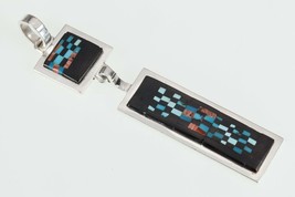 Alex Beeshligaii Navajo Inlay Sterling Silver Dangle Pendant 23.4gr - $6,567.06 MXN