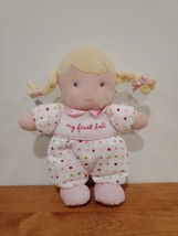 Child of Mine Carters My First Doll Plush Rattle Blonde Hair Braids Hearts 82839 - $9.05