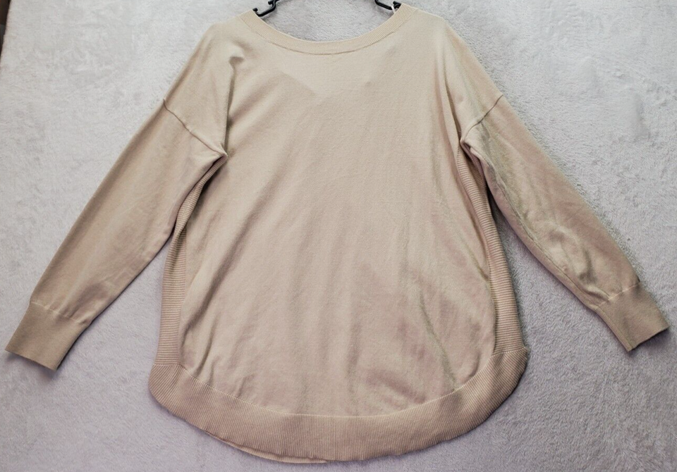 Windsor Sweater Womens Small Tan Knit Long Sleeve Round Neck Cross Back ... - $13.85
