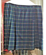 Girls Sz 20.5T Waist 42 Plaid Blue, Red &amp; Green Uniform Skirt. Below Knee - $16.78
