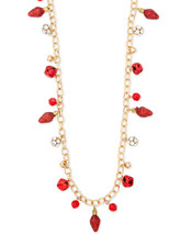 Holiday Lane Gold-Tone Crystal and Bead Jingle Bell 36 Statement Necklace - £12.86 GBP