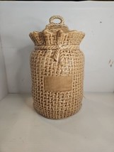 McCoy Pottery Burlap Sack Cookie Jar #158 Vintage 11.5 in Canister Basket Weave - £25.73 GBP