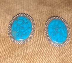 Vintage Roma turquoise possible faux Clip On Earrings Pair - £25.63 GBP